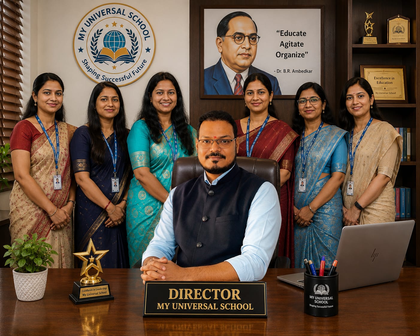 Ashwin Sharma — Director of My Universal School with the teaching team